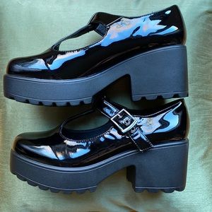 Black Platform Mary Janes